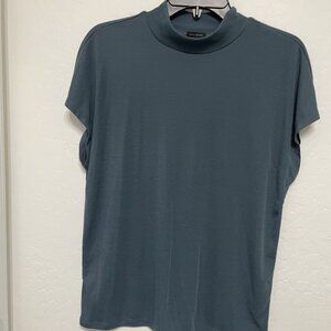 Ann Taylor teal mock neck sleeveless shell or tee - Size Large - Retail $68